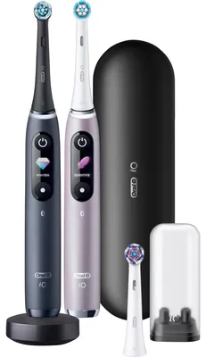 Zdjęcie produktu dla Oral-B iO 9, Dorosły, Obrotowa szczoteczka do zębów, Codzienna pielęgnacja, Pielęgnacja dziąseł, Intensywny, Delikatny, Super sensitive, Tongue..., Czarny, Różowy, 2 min, Black Lava, Rose Quartz