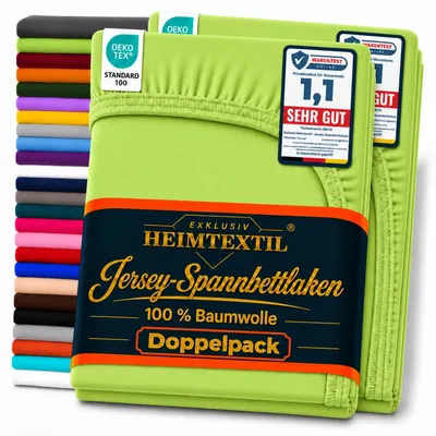 Produktbild von Doppelpack Marke Jersey Spannbettlaken 120 x 200 cm Apfelgrün