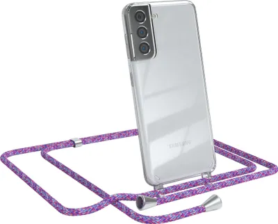 Produktbild von EAZY CASE Handykette kompatibel mit Samsung Galaxy S21 5G, Handyhülle mit Umhängeband, Handykordel, Schutzhülle Clear, Band in Bunt