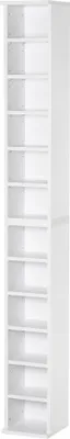 Image de HOMCOM Lot de 2 étagères colonnes armoire de rangement CD-DVD 6 + 6 compartiments 21 x 22,5 x 88,5 cm capacité max. 204 CD blanc