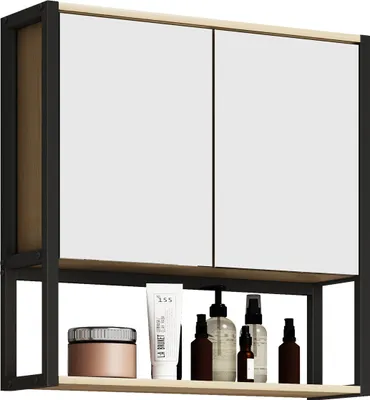 Obrázek produktu pro Dřevěná kovová zrcadlová skříňka Zrcadlo Edino 60x60