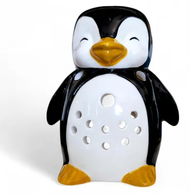 Productafbeelding van Aroma lamp Pinguïn, handbeschilderd keramiek – geurolie, was en kamerparfum – 12,5 cm