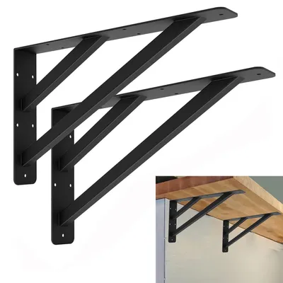 Immagine prodotto di Supporto a parete robusto, acciaio nero, set da 2, lunghezza 40,6 cm