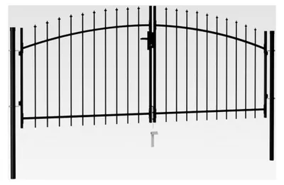 Produktbild von Doppelflügeltor mit Speerspitzen, Gartentor aus Stahl 3 x 1,25 m Schwarz