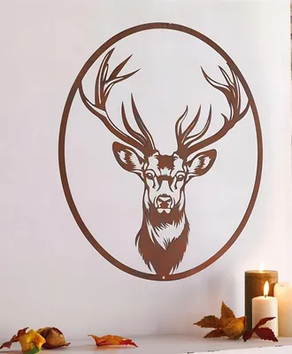 Produktbild von Wanddeko "Hirsch" aus Metall mit Rost Finish, 45 x 50 cm, Wandbild, Wandschmuck, Metalldeko