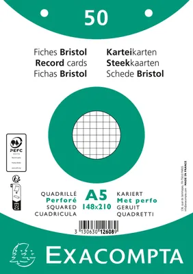 Produktbild von Exacompta 12608E 20x - Karteikarten A5 kariert Weiß