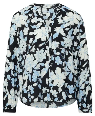 Produktbild von S.Oliver red Label Damen Bluse, Blau, Größe 38, V-Ausschnitt, lange Ärmel, Allover-Muster