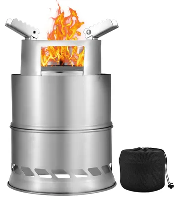 Produktbild von Feuerstelle für den Außenbereich, rauchfrei – Edelstahl – 19x19x30 cm – rund – Outdoor-Feuerkorb