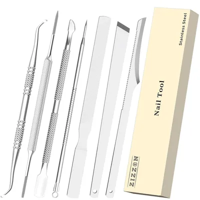 Immagine prodotto di Set per pedicure - Unghie incarnite - 7 pezzi - Acciaio inossidabile - Argento