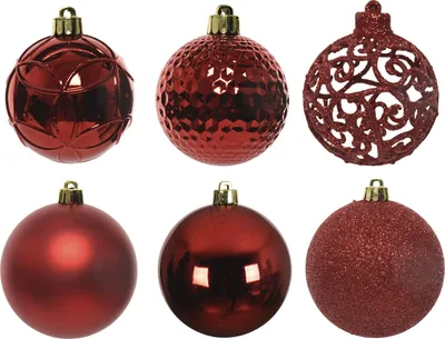 Immagine prodotto di Ornamenti natalizi in plastica 6cm set di 37 - Natale rosso