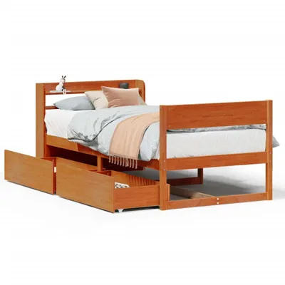 Produktbild von Massivholzbett ohne Matratze Wachsbraun 75x190 cm Kiefernholz