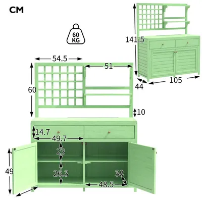 Produktbild von Holz-Gartenhaus – Gartenhaus – Außenschrank – Werkzeugschuppen – mit Arbeitsplatte – 105 x 44 x 141,5 cm