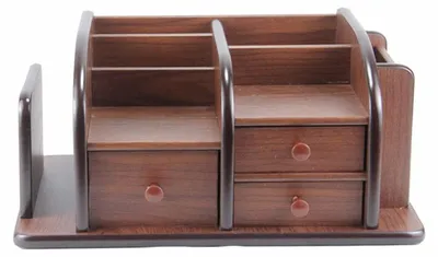 Produktbild von Multifunktionaler Schreibtischorganisator aus Holz mit 3 Schubladen