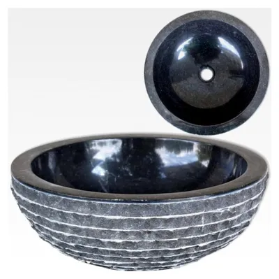 Produktbild von Waschbecken aus Marmor 40cm Schwarz Naturstein
