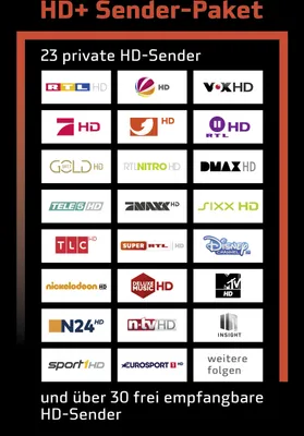 A grid of logos for various HD TV channels, presented as a package offering.