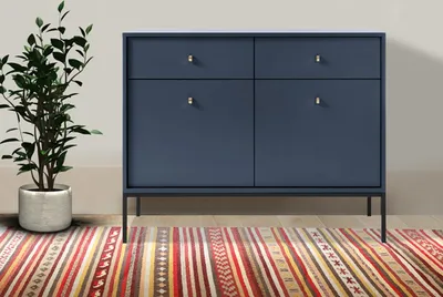 Produktbild von Kommode Sideboard Anrichte 103,5cm marineblau 2-türig mit Schubladen 77133743