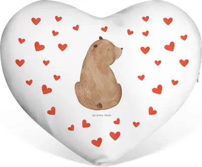 Produktbild von Mr. & Mrs. Panda Sofakissen Bär Schulterblick - Weiß - Geschenk, Bären, Liebe Kissen, Teddy, dekoartikel, Romantisches, Motivation, Kuschelkissen, Weisheit, Selbstachtung