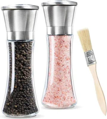 Produktbild von Famanu Pfeffer- und Salzmühle - Einstellbare Keramikmühle - Edelstahl - Set von 2