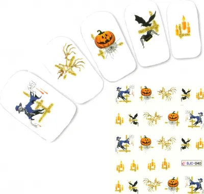 Produktbild von Tattoo Nail Halloween Totenköpfe Kerze Glitzer Aufkleber Nagel Sticker