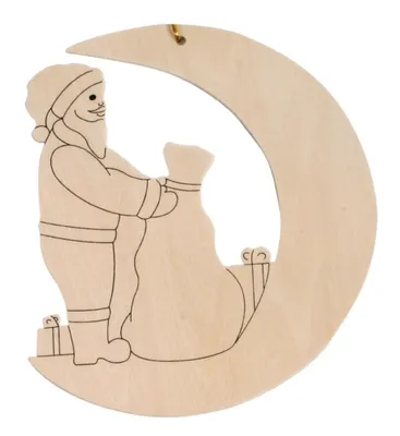 Produktbild von Fensterdeko Weihnachten - Mond-Anhänger Nikolaus Holz natur zum Bemalen 1 Stück