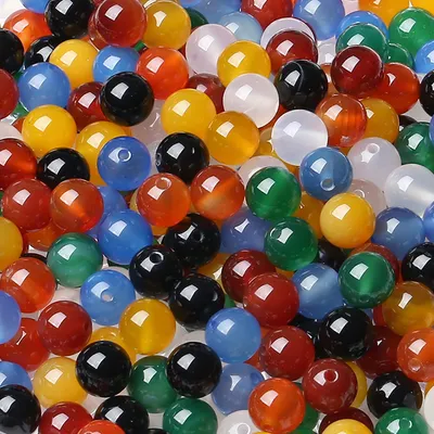 Produktbild von Regenbogenachat Perlen - Mit Loch zum Auffädeln - Bastelzubehör - 100 Stück 6mm
