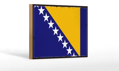 Produktbild von Holzschild Flagge Bosnien und Herzegowina 18x12cm Retro