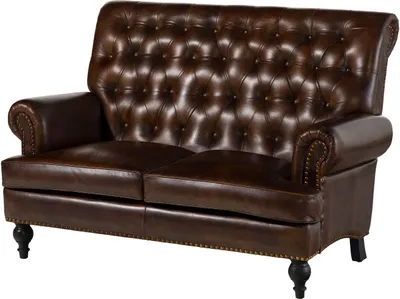 Produktbild von MASSIVMOEBEL24.DE Sofa 2-Sitzer Echtleder 140x84x94 braun CHESTERFIELD #106