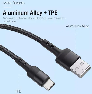 Produktbild von Nabíjací kábel USB-A na USB-C 1,5 m - 60W rýchle nabíjanie, opletený kábel, USB 3.1, QC - pre Samsung, Xiaomi, OPPO, Sony - nie pre Apple/Nintendo Switch