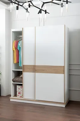 Image de Armoire design Portes coulissantes Armoires de chambre à coucher Bois Blanc Marron