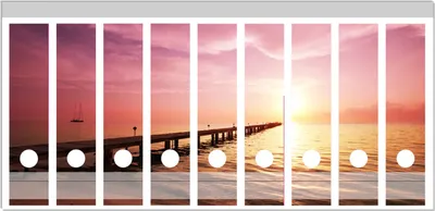 Produktbild von Wallario Ordnerrücken Sticker, selbstklebend für breite Ordner, 9 Stück, Motiv Auf dem Weg zur Sonne  Steg am Meer
