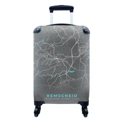 Produktbild von MuchoWow® Koffer Handgepäck Trolley Rollkoffer Kleine Reisekoffer mit 4 Rollen - Karte - Stadtplan - Remscheid - Deutschland - Blau - Cabin Size < 55x40x23 cm & 55x40x20 cm - Fotokoffer - Kabinenkoffer - Boardgepäck - Reise-Box - Reisekoffer - Reisegepäck - Koffer mit Bild - Trolley für Kinder