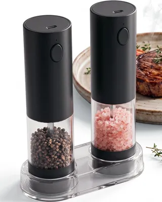 Salz- und Pfeffermühlen Set, 2 Stück, wiederaufladbar, LED