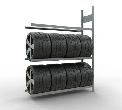 Produktbild von Schulte Reifenregal | Anbauregal | HxBxT 200x150x40cm | 3 Ebenen | Fachlast 150kg | Verzinkt