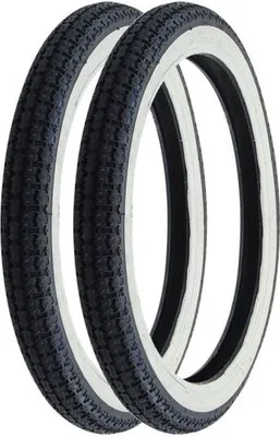 Produktbild von 2x Weißwand Reifen 2.25 - 16 // 2 1/4 x 16 // 20 x 2,25 für Mofa Moped Mokick Hercules, Kreidler, Puch