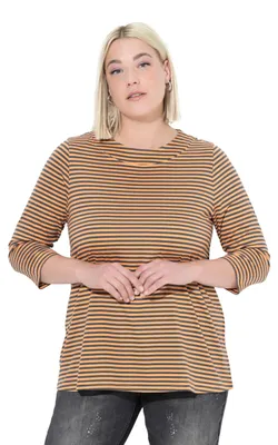 Productafbeelding van Ulla Popken dames langarmshirt, neonoranje, maat 50+