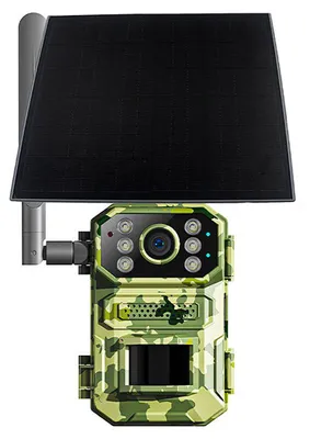 Produktbild von 4G Solar Wildkamera 4MP, PIR Bewegungsmelder, Nachtsicht 20m, App Steuerung, wasserdicht, mit Akku & Speicher, für Jagd & Wildtierbeobachtung
