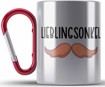 Produktbild von Trendation - Bester Onkel Ever Edelstahl Tasse Karabiner Geschenk Geburtstag Weihnachten Lustig Geschenkideen von Nichte Lieblingsonkel (Rot)
