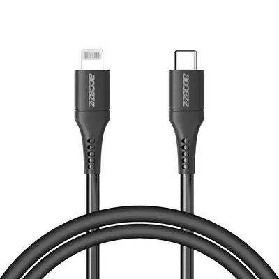 Produktbild von Accezz MFI-es Lightning- auf USB-C-Kabel - 1 m - Schwarz