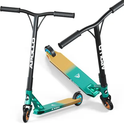 Produktbild von Apollo Stunt Scooter - Genesis Pro X | High End Stuntscooter, ABEC 9 Kugellagern | Trick Roller mit 120mm Wheels und Alu Core | Stunt Scooter Erwachsene Edition |Tretroller, Stuntroller, - Schwarz/Mint/Gold