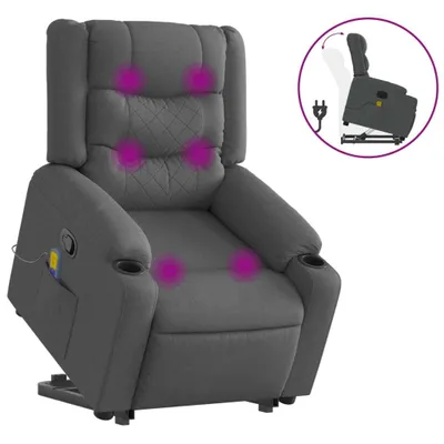 Produktbild von vidaXL Massagesessel mit Aufstehhilfe Dunkelgrau Stoff