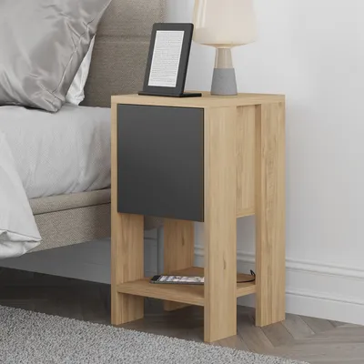 Produktbild von Skye Decor, Ema - Oak, Anthracite, Nachttische & -schränke, Eiche, 30 x 55 x 30 cm