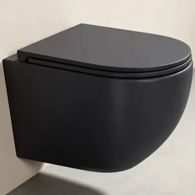 Image de doporro WC Suspendu Gris Noir Mat Cuvette Céramique Toilette Abattant Silencieux avec Frein de Chute Aix179