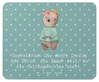 Produktbild von Mr. & Mrs. Panda Mousepad Sekretärin Chef - Meeresbrise - Geschenk, Büroheldin, pc mauspad, Büromanagement, laptop, Multitasking, personalisierte Geschenke, Berufsliebe