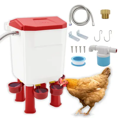 Image de Abreuvoir automatique de 7 litres, pour poulets et canards, à poser ou à suspendre, avec accessoires, idéal pour les fermes