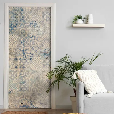 Produktbild von Türtapete selbstklebend | 200 x 90 cm Vintage Muster | Tür Aufkleber Poster Türfolie | Einteilig | Wasserfest 3D Türaufkleber Klebefolie Wandtattoo
