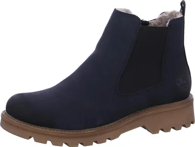 Produktbild von Rieker Damen Chelsea Boot warm gefüttert Stiefelette Stretch Blockabsatz 73250, Größe:39 EU, Farbe:Blau