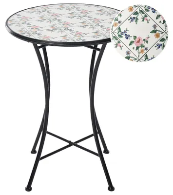 Produktbild von BELIANI Bistrotisch Schwarz Metall 60 cm Rund Mosaik Blumenmuster Vintage Stil Balkontisch Gartentisch