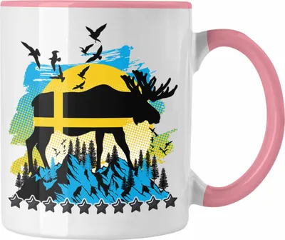Produktbild von Trendation - Schweden Tasse Geschenk Urlaub Flagge Blau (Rosa)