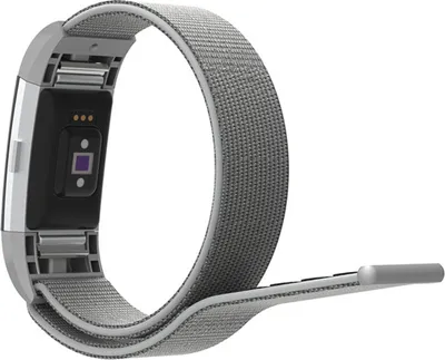 Produktbild von Armband für Fitbit Charge 2 Ersatzarmband Nylon Klettverschluss Sportarmband atmungsaktiv wasserfest weiß silber