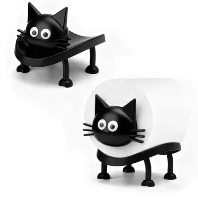 Image de 1 porte-papier toilette avec un chat, porte-papier toilette noir amusant avec un chat, pour le papier toilette, comme porte-papier toilette ou comme cadeau (chat)